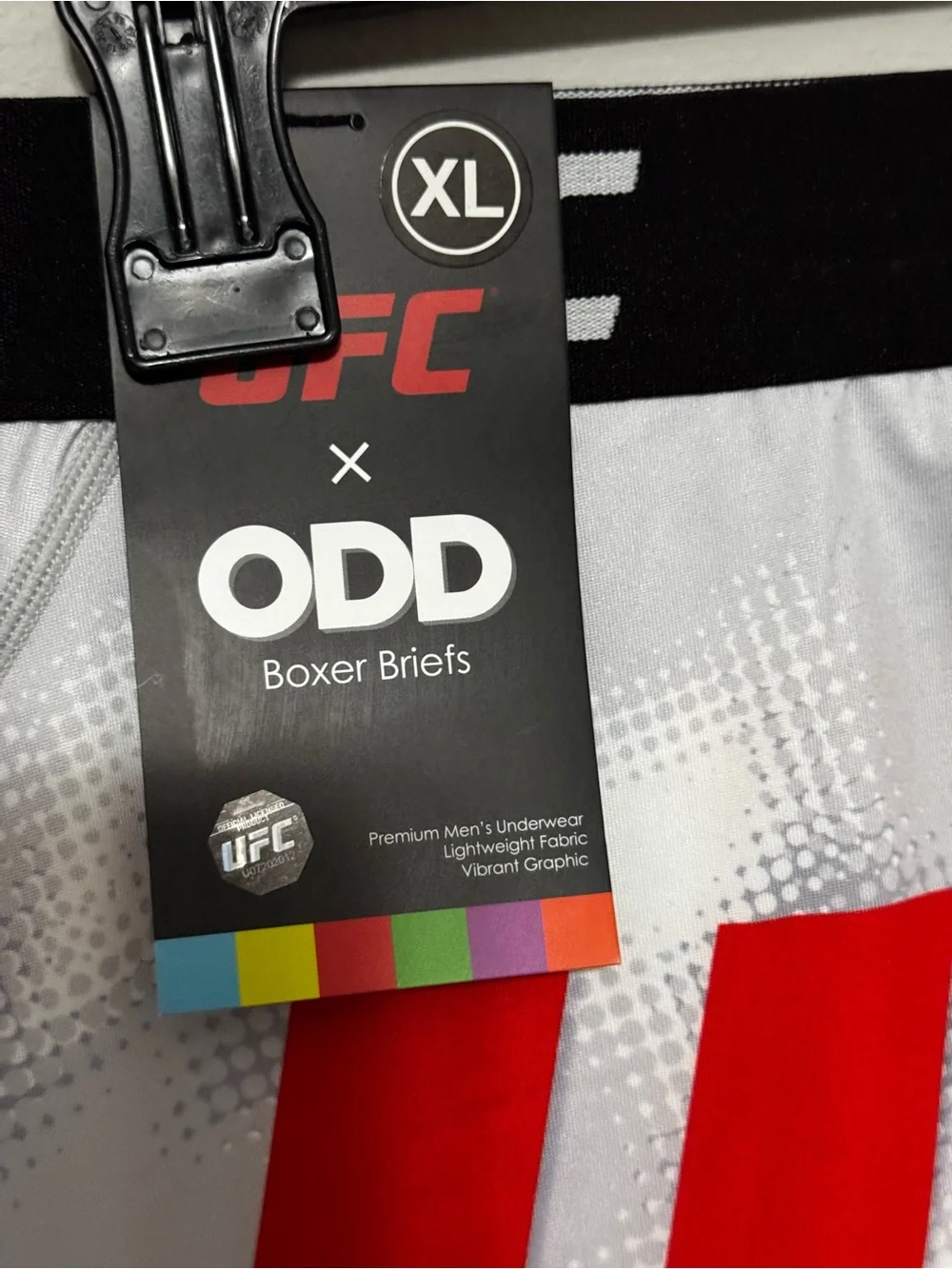 UFC White Performance Compression Shorts with Red Logo